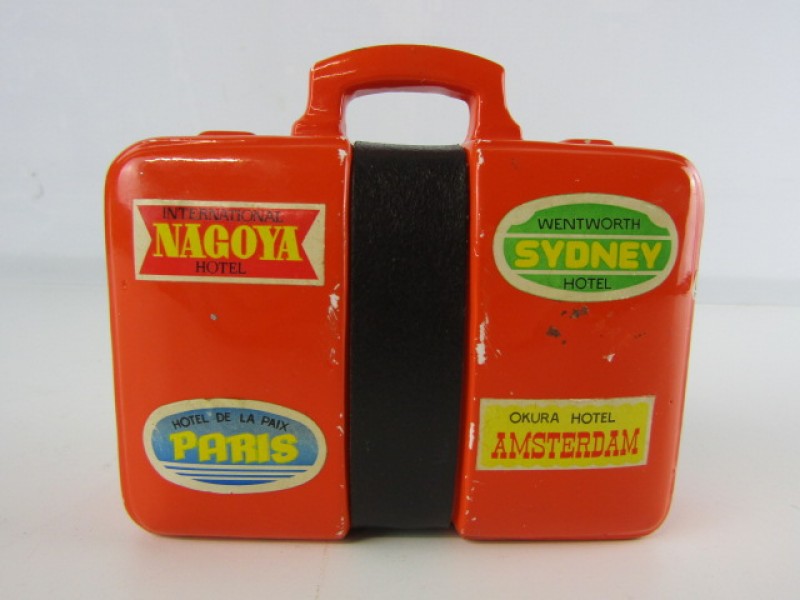 Oranje Spaarpot, Vintage Reiskoffer Vorm