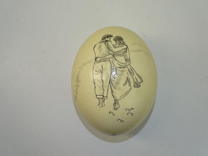 Struisvogel Ei, Handbeschilderd