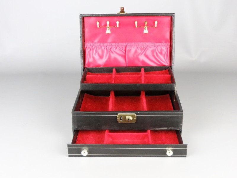 Vintage zwart juwelenkoffertje