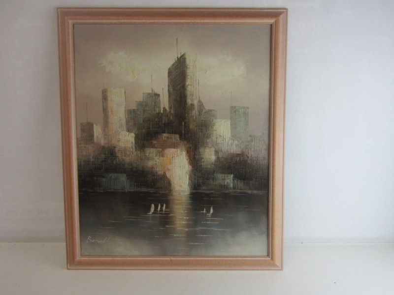 Schilderij Op Doek: Skyline, Getekend: Bonsall