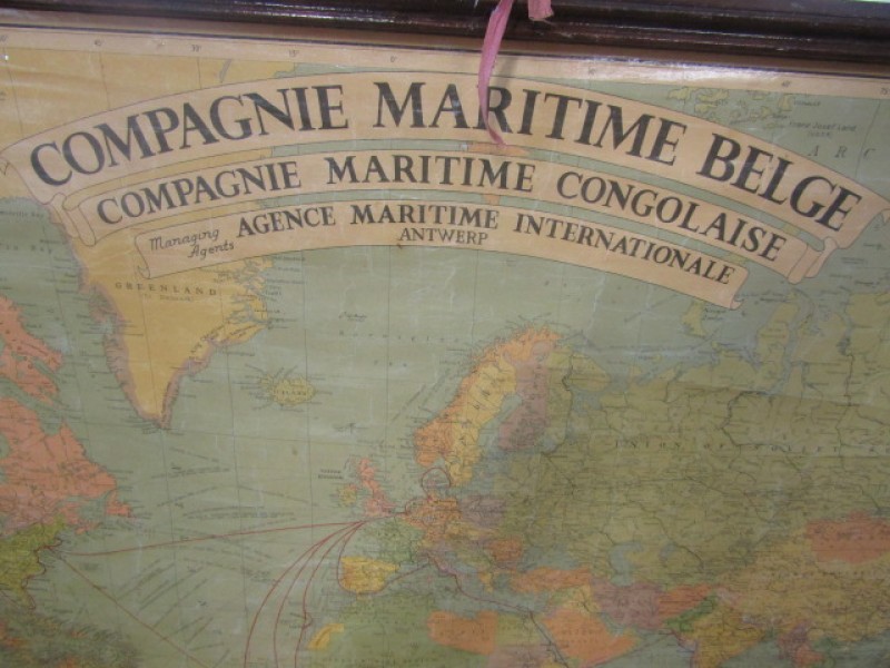 Grote Linnen Wereldkaart: Companie Maritime Congolaise