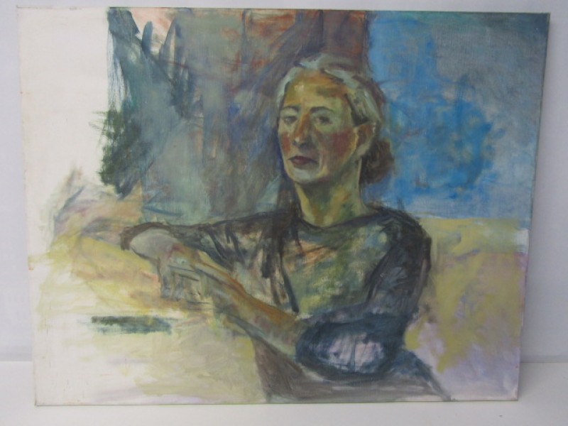 Schilderij op Doek, Zittende Vrouw.