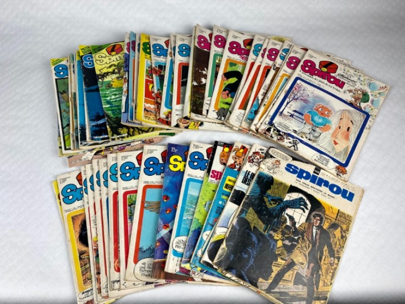 Lot van 53 vintage weekbladen Spirou- Robbedoes (tussen 1970 en 1981)