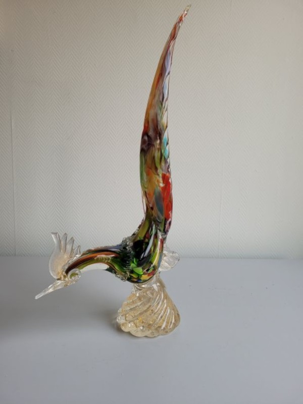 Glazen beeld fazant murano-stijl