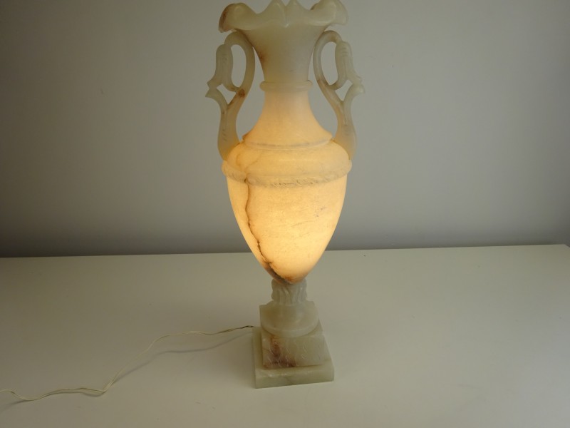 Werkende Tafellamp: Kruik, Rosa Portugués, Steen
