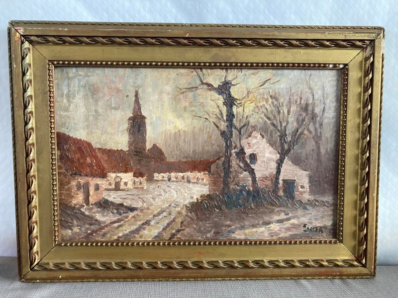 Schilderij van een dorp
