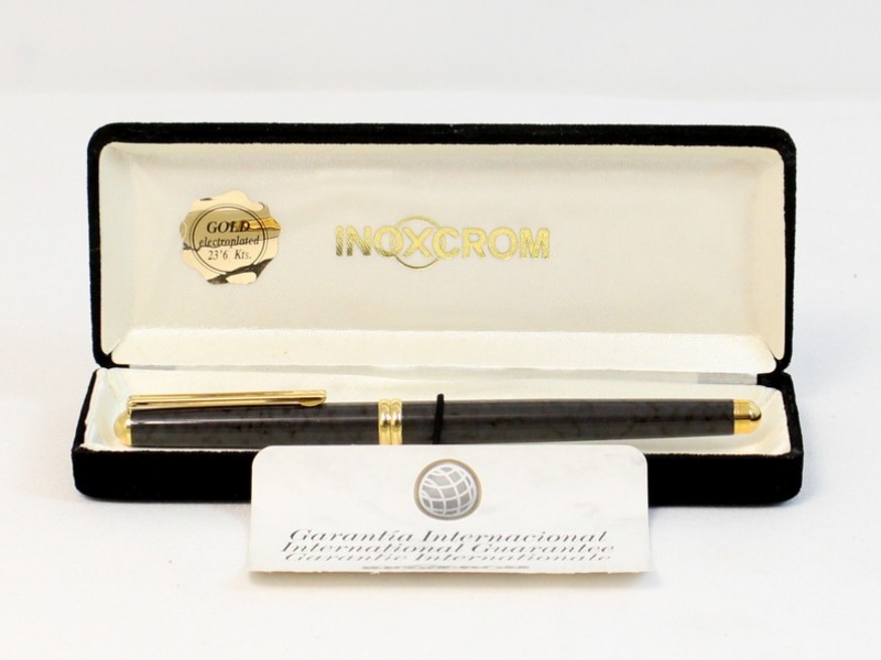 Vintage Inoxcrom inktpen - gegalvaniseerd goud