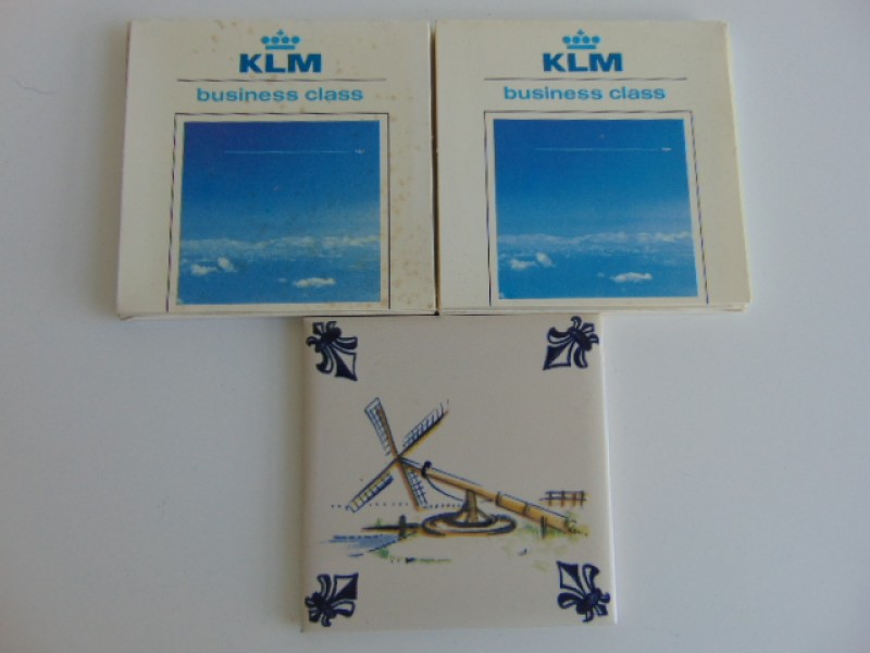 3 KLM Business Class Tegeltjes: A6, C2 en C6, 1986
