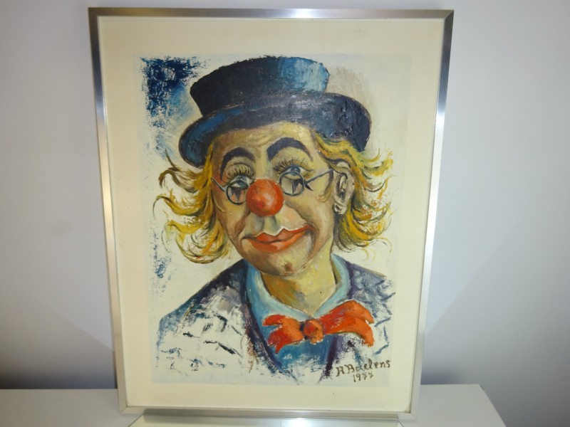 Schilderij: Clown, R Buelens, 1977