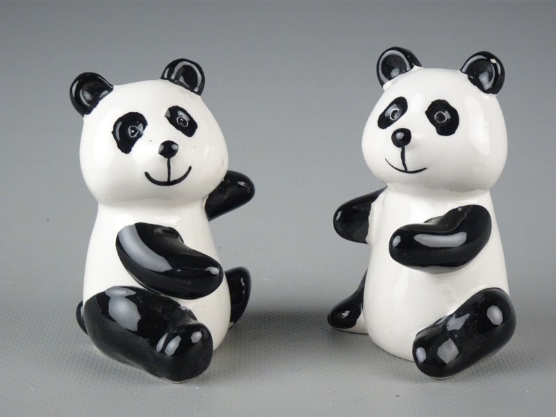 2 panda’s porselein peper en zout vaatjes
