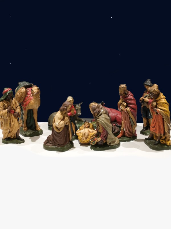 12 oude kerststal figuren