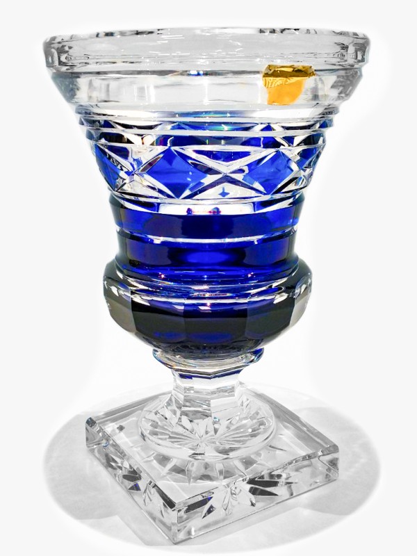 Kristallen geslepen vaas, met label: Val St Lambert