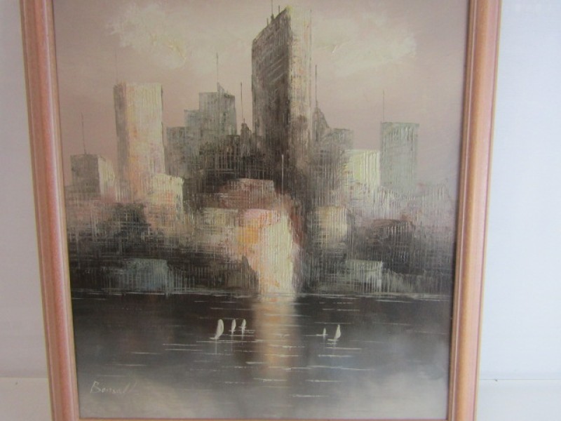 Schilderij Op Doek: Skyline, Getekend: Bonsall