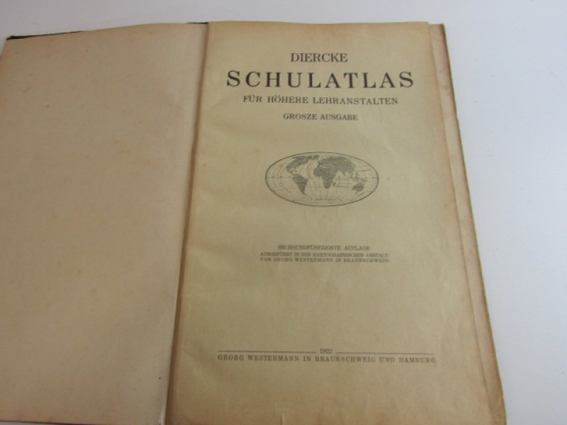 Boek, Diercke Schulatlas, Duitstalig 1922