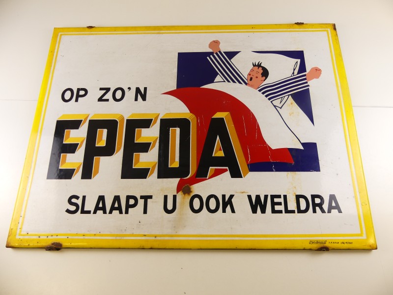 Midden historisch waardigheid EPEDA emaille bord uit 1951 - De Kringwinkel