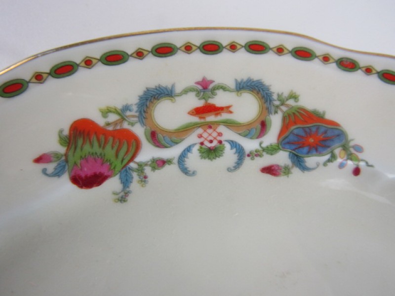 Vintage Bord, Limoges Porselein, Reproduction Vieux Chine Collection Damon, Bloemmotief