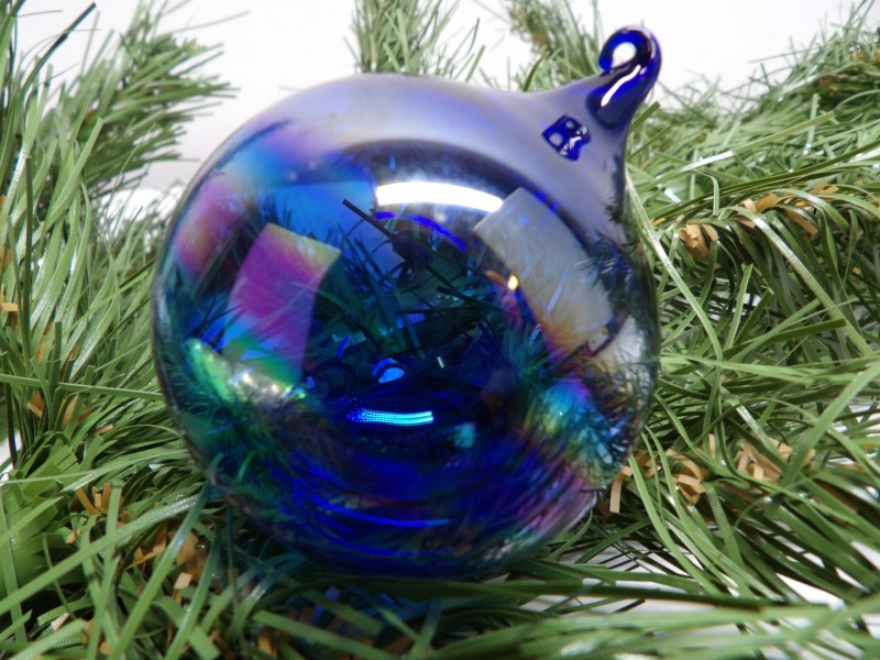 Glazen Kerstbal: Blauwtinten, Glazen Oogje
