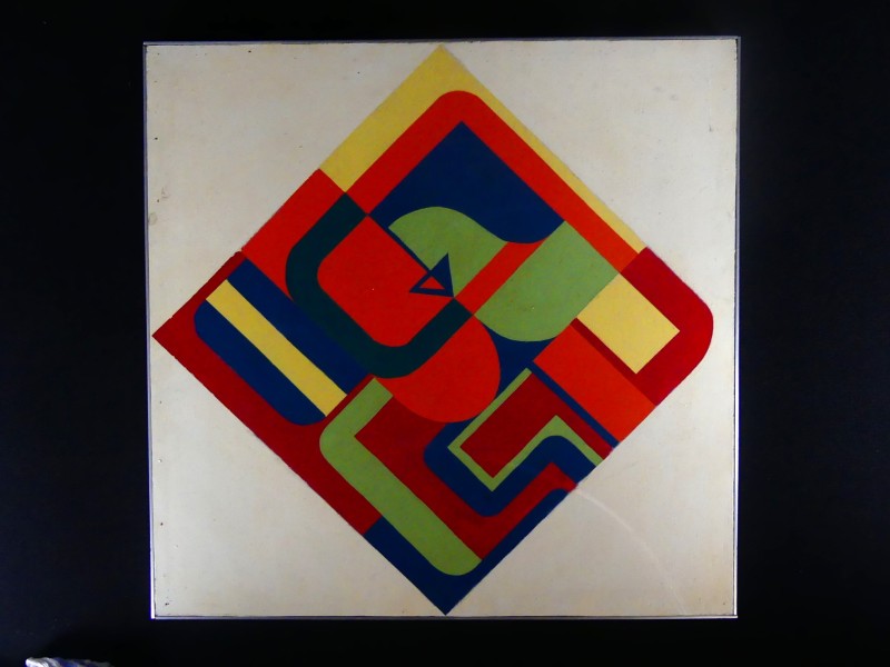 Vintage - Geometrische abstractie – ruit met gekleurde vlakken op witte achtergrond