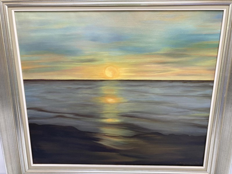 Schilderij van een zonsondergang