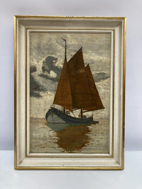 Schilderij van een boot: A. De Smet (1936)