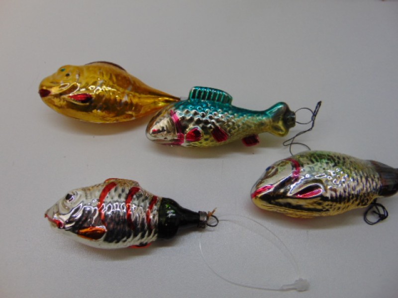4 Oude Kerstballen: Vissen - Ajeko (Lot 7)