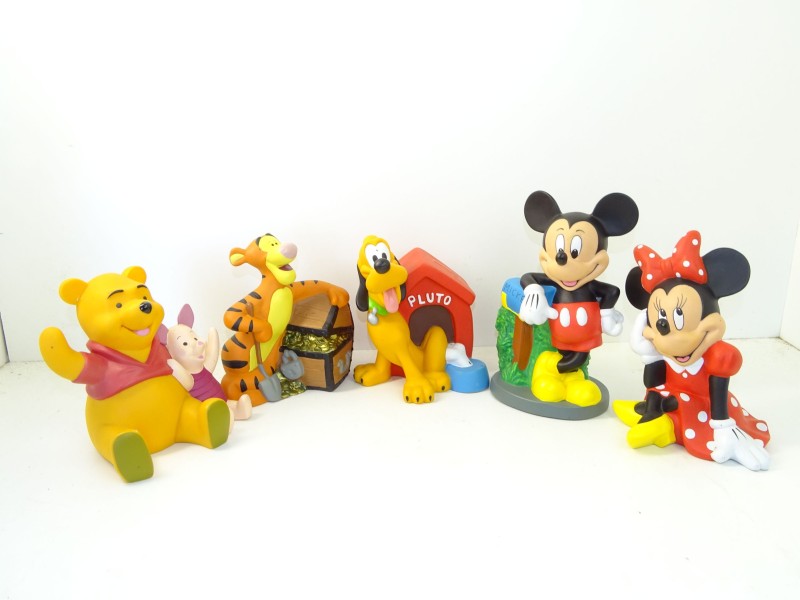 5 Disney Spaarpotten: Mickey, Minnie, Pluto, Tijgertje en Winnie + Knorretje