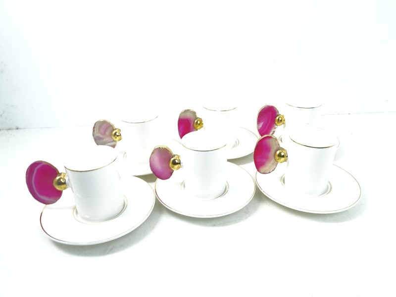 6 Espressokopjes + 6 onderbordje: Hayal Fine Porcelain