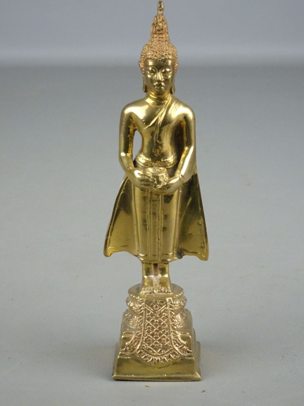Mini Boeddha staand beeld uit messing