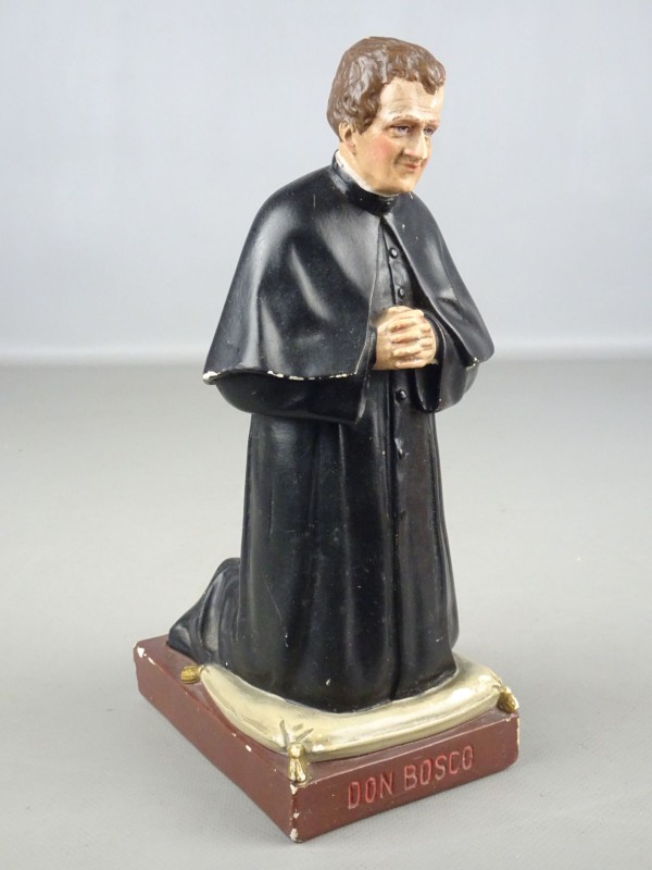 Vintage beeldje Heilige Johannes Don Bosco uit gips