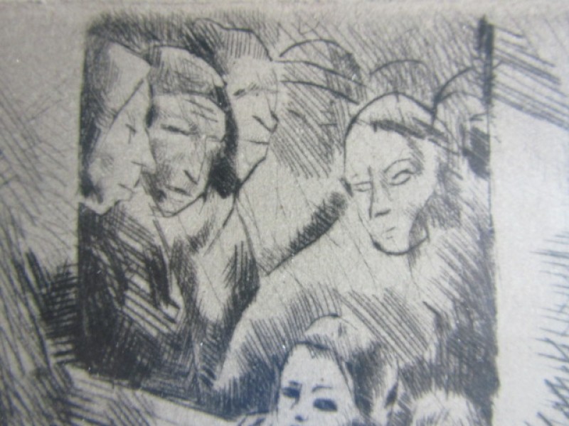 Litho Marius Carion, Marie au Borinage, met  opdracht, 1958