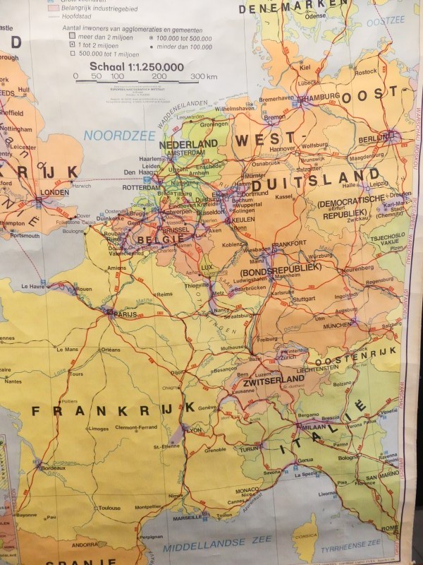 Vintage Schoolkaart van West-Europa