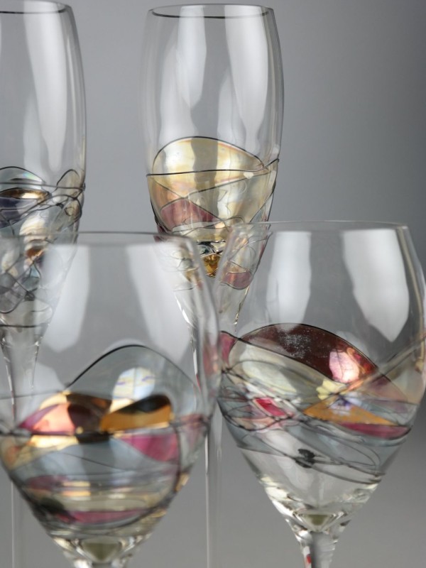 Tiffany wijn en champagne glazen
