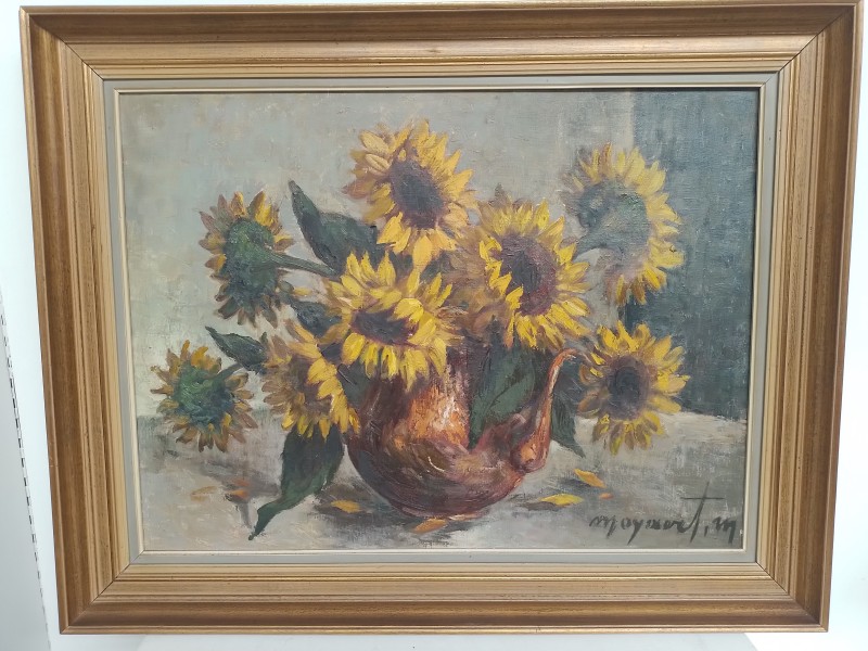 Mooi stilleven met zonnebloemen van M. Moyaert