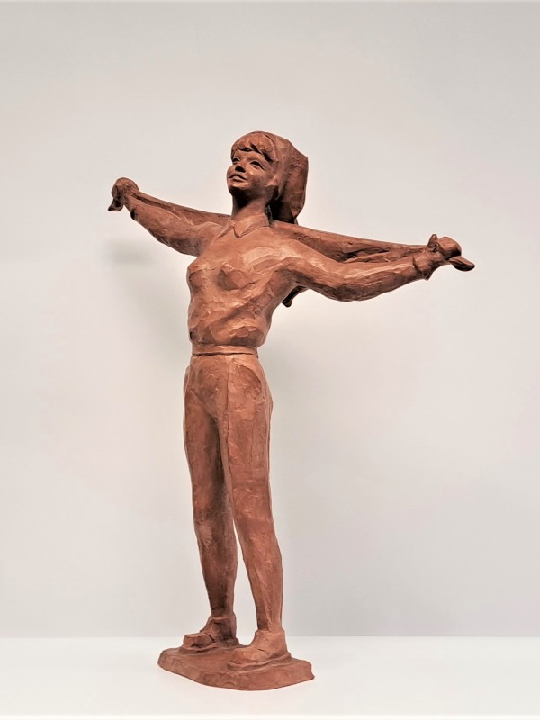 Terracotta beeld 'jonge vrouw' Paul Sersté