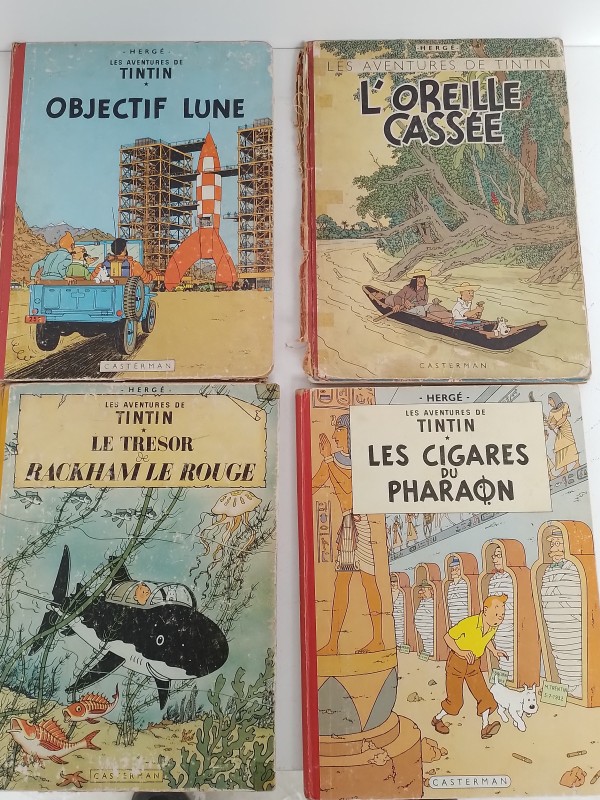 Lot 4 strips Tintin - eerste herdrukken
