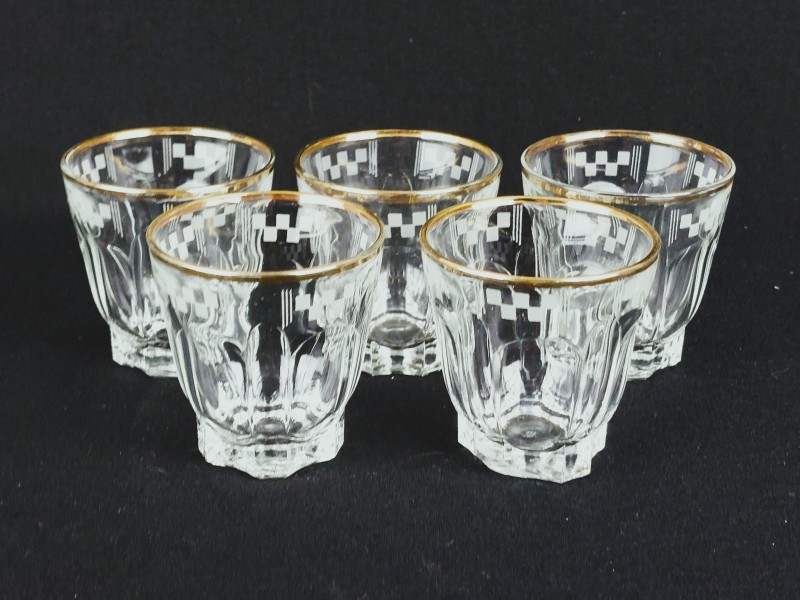 Set van 5 vintage glaasjes