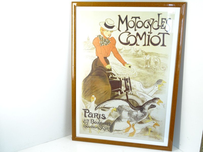 Art Deco Stijl Poster Motocycles Comiot, Steinlen