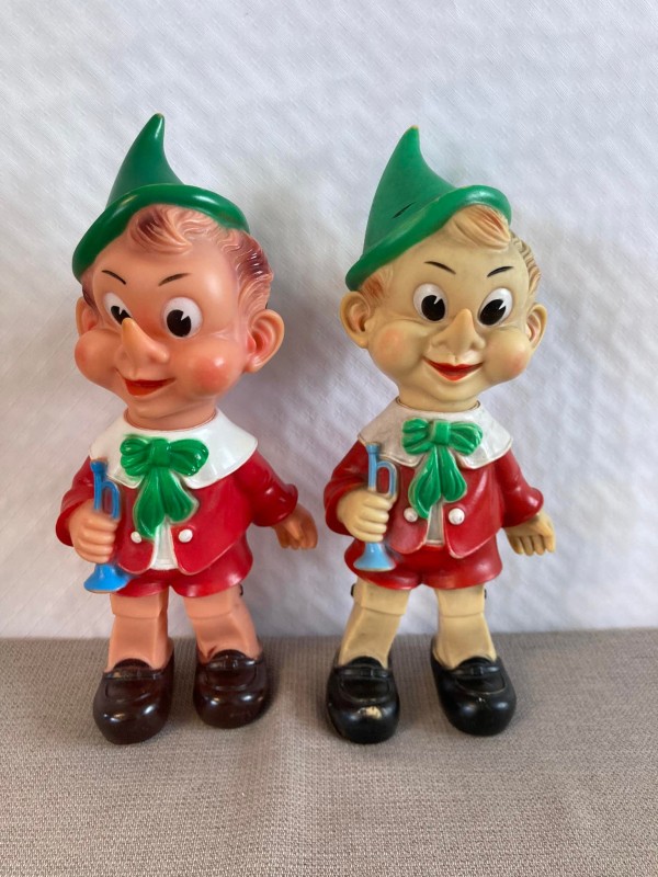 2 Vintage Pinokkio, Ledra Toy figuren, Made in Italy '60