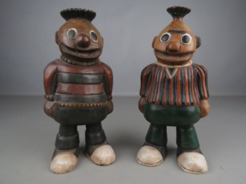 Vintage Bert en Ernie Sesamstraat beeldjes