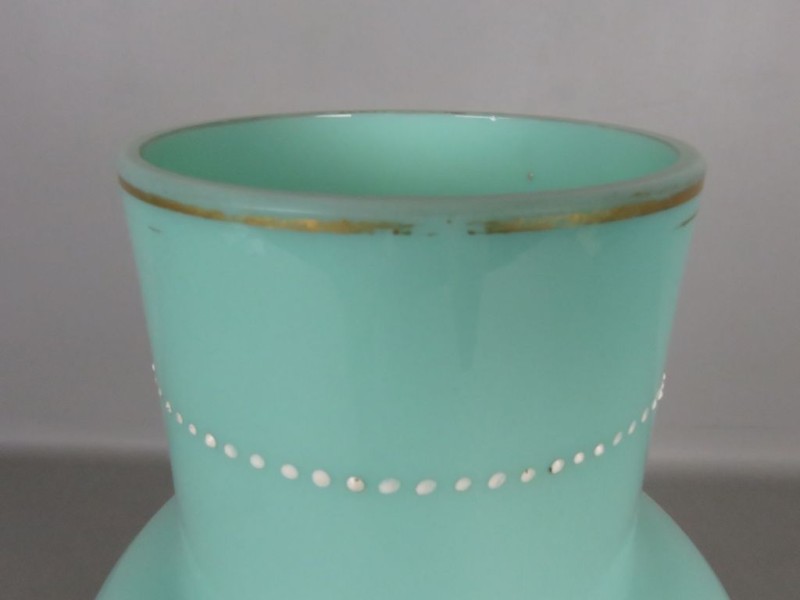 Vintage Boho turquoise opaline glazen vaas