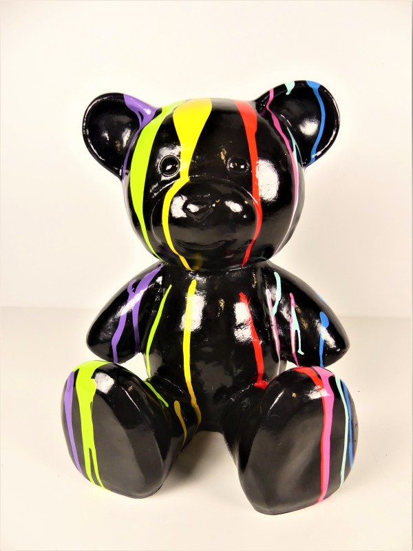 Teddybeer Standbeeld Zwart Zittend