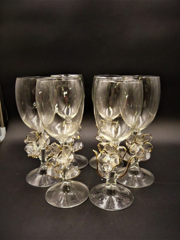 6 Vintage Glazen Wijnglas