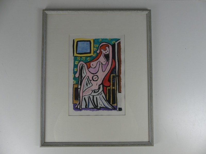 Van Moer - Nude in a red armchair- naar Picasso 1991