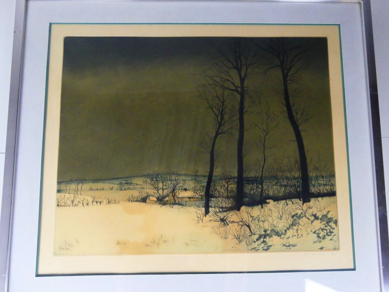 Vintage - Piron/Apol - gravure winterlandschap