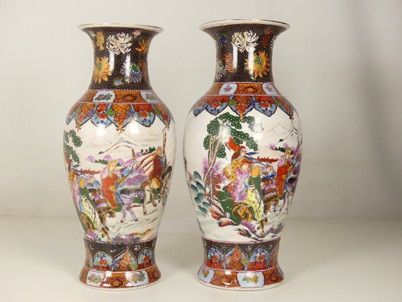 Vintage paar Chinese grote vazen - Satsuma stijl