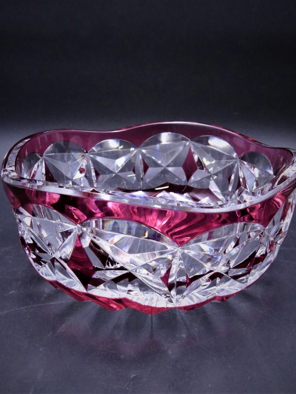 Vintage kristal robijnrood schaal/kom - Val St Lambert