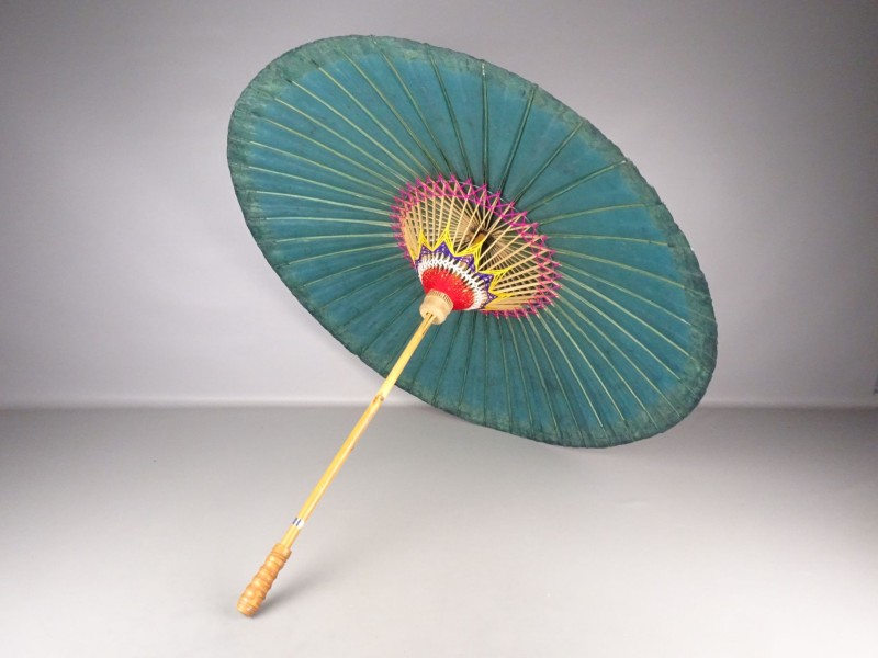 Vintage blauw/groene parasol