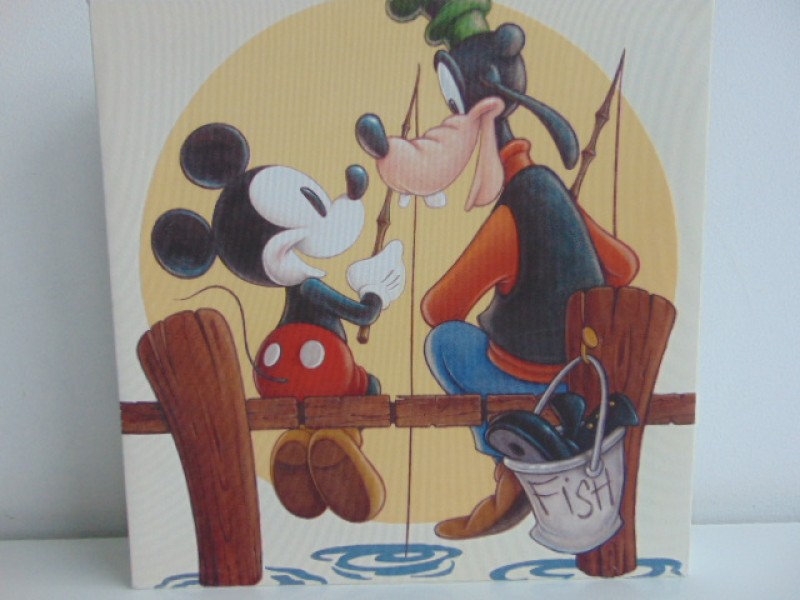 Canvas Prent: Mickey Mouse & Goofy