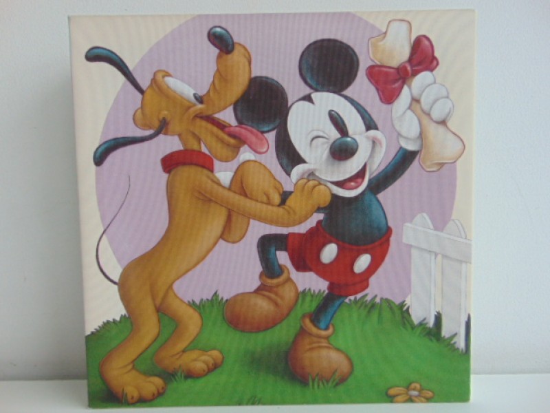 Canvas Prent: Mickey Mouse & Pluto