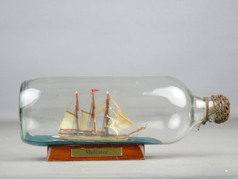 Mercator schip in glazen fles